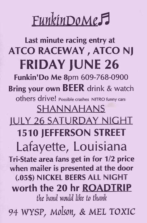 Early Concert Flyer for Funkin Do Me