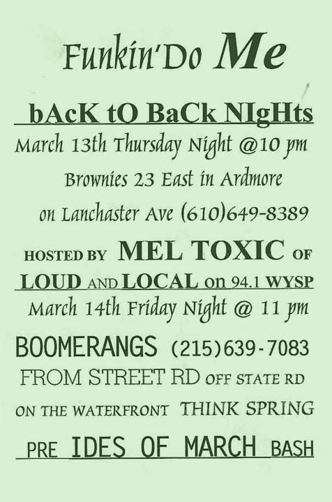 Early Concert Flyer for Funkin Do Me