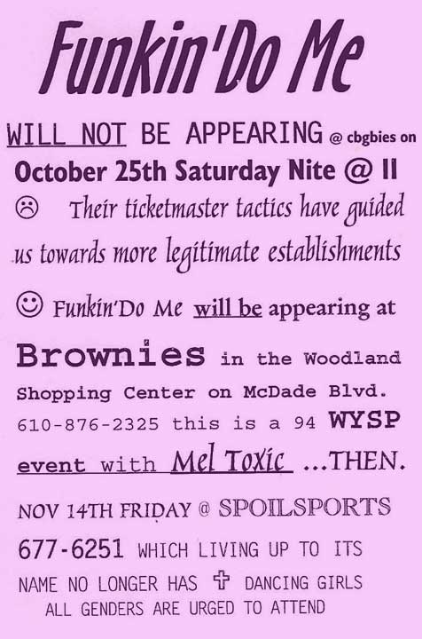 Early Concert Flyer for Funkin Do Me