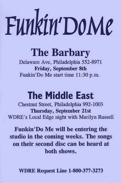 Early Concert Flyer for Funkin Do Me
